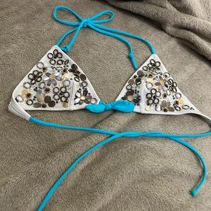 Victoria’s Secret white embellished bikini top
